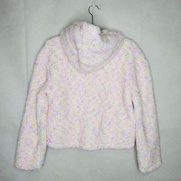Justice Cotton Candy Pastel Multicolor Hooded Half Zip Sherpa Pullover in Blush - Picture 8 of 11